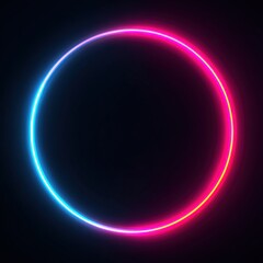 Obraz premium Vibrant Neon Circle with Bright Pink and Blue Light Glowing on Dark Background