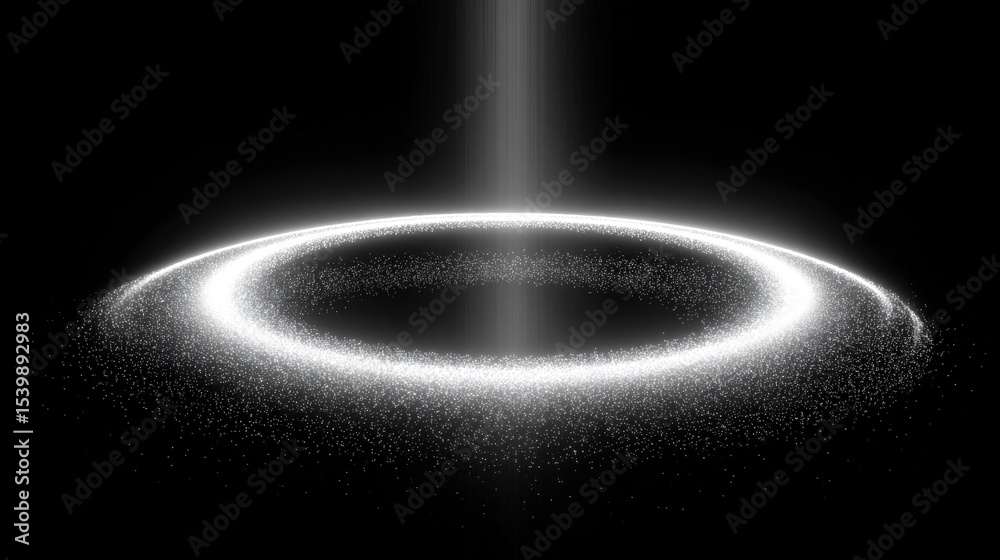 Poster surreal glowing s of dust floating in dark space with bright halo effect