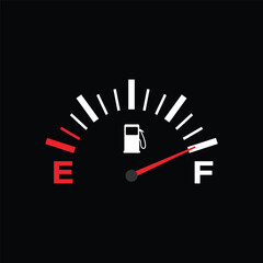 Fuel gauge flat vector design isolated on a black background