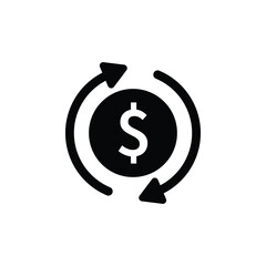 Icon representing a refund or return of money on white background. Project revenue concept icon