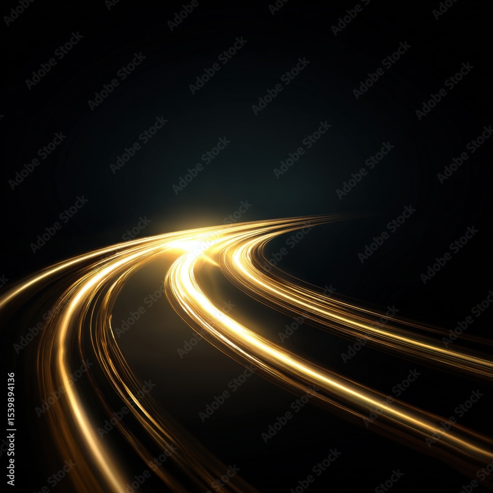 Poster long exposure blurred light trails on dark background showcasing motion and speed