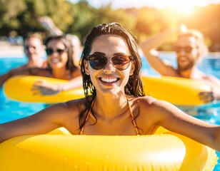 A group of friends having fun at the beach