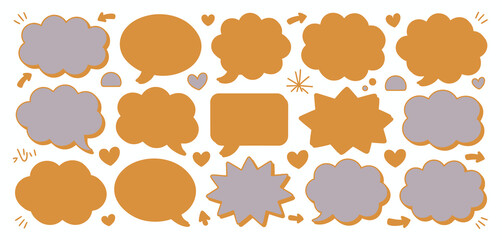 Cute hand drawn speech bubbles set for design