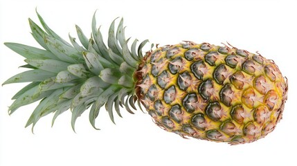 Bright tropical fruit with green leaves on a white background. Useful for cooking articles, healthy food advertising and packaging design.