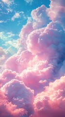 Bright clouds against blue sky, the background will be useful for cover design and social media posts.