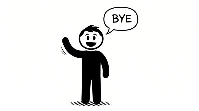 animated cartoon line talking goodbye or goodbye for video ending