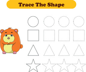 Fototapeta premium Tracing lines of different shape for kids with hamsters. Vector Illustration