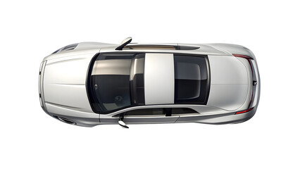 Car Top View Isolated on Pure White Background

