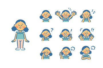 Vector illustrations of children's facial expressions