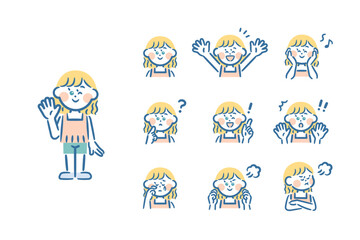 Vector illustrations of children's facial expressions
