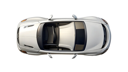 Car Top View Isolated on Pure White Background

