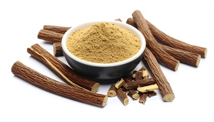 Licorice root powder and sticks.