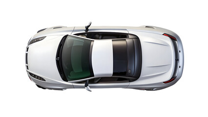 Car Top View Isolated on Pure White Background

