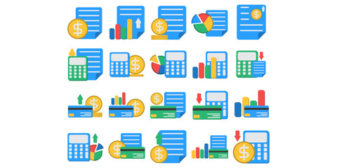 Flat Business Expenses Icon Set