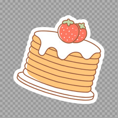Cartoon Pancake Stack with Strawberries Illustration

