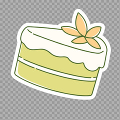 Cartoon Green Cake Slice with Flower Decoration

