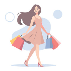 Woman shopping with bags