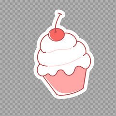 Cute Cupcake with Whipped Cream and Cherry on Top

