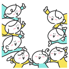 円になり手を広げる笑顔の女性達・輪になる