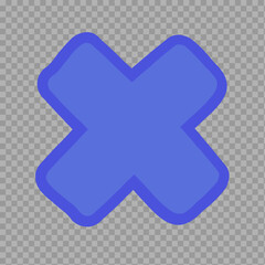 Fototapeta premium Blue Multiplication Symbol Icon on Transparent Background