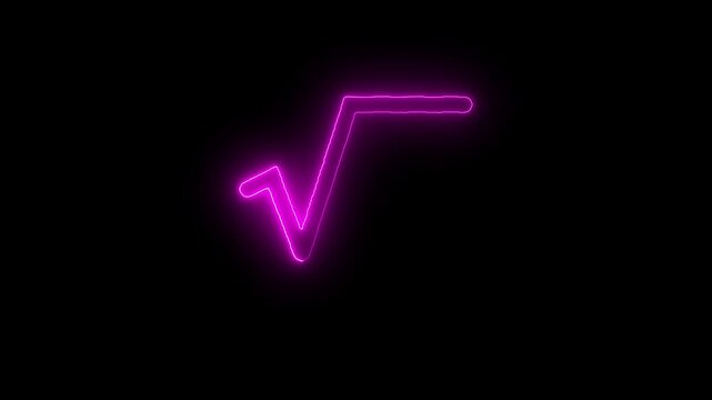 "Glowing Neon Square Root Symbol Animation on Dark Background"