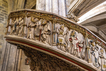 Santa Maria la Mayor’s basilica, Morella, Spain. Staircase with biblical scenes by Antonio Sancho (1470) and Jusepe Beli. Depiction of Jesus Christ’s genealogy