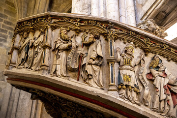 Santa Maria la Mayor’s basilica, Morella, Spain. Staircase with biblical scenes by Antonio Sancho (1470) and Jusepe Beli. Depiction of Jesus Christ’s genealogy