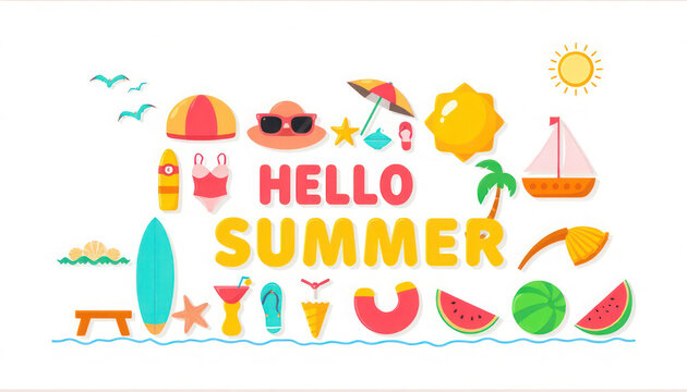 Hello Summer Beach, Sun, Fun, and Vacation Vibes