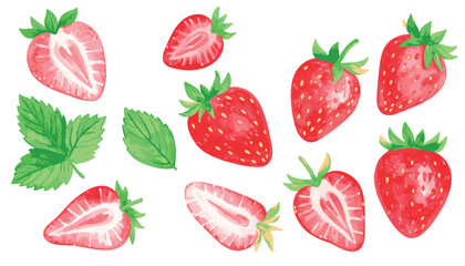 Strawberry Vector Set with Transparent Background