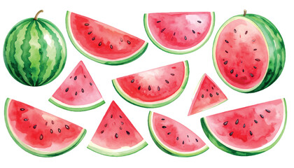 Watermelon Vector Set – Transparent Background