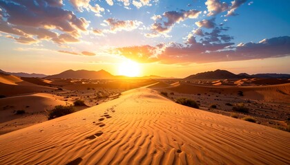 Desert Sunset Footprints Landscape