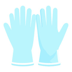 Obraz premium Two light blue gloves sidebyside with extended fingers