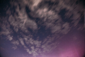 Aurora borealis Amazing Night Starry Sky. Bright Dramatic Perseids meteors Trails Of Stars And Meteors. Sky In Different Colors. From Dusk Till Dawn. Misty Night. Natural Background