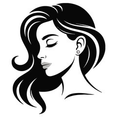 Beautiful girl with closed eyes vector isolated white background