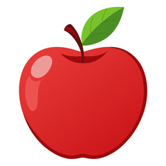 Illustration of a red apple fruit with green leaf fresh healthy eating food graphic design vector art