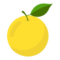 Illustration of a yellow lemon fruit with green leaf citrus fruit healthy food vitamin c rich diet 90