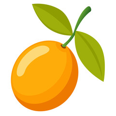 Illustration of a fresh orange fruit with green leaves citrus fruit healthy food vitamin c diet food