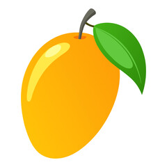 Illustration of a juicy mango fruit with leaf, tropical fruit, healthy food, sweet mango diet, vitamin