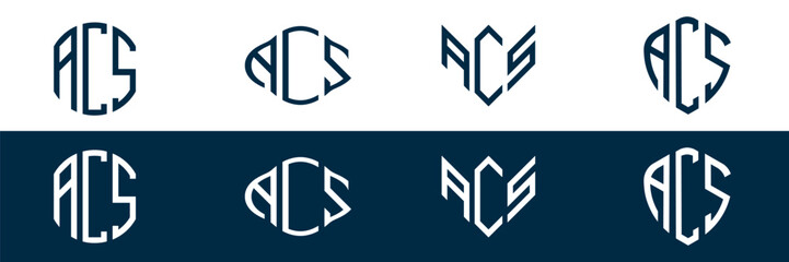 ACS letter logo set design