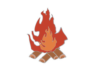 Illustration of a bonfire burning with firewood