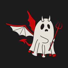 Halloween Devil Ghost with Trident and Fun Design