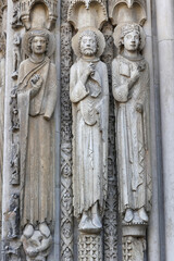 Notre Dame catholic cathedral, Chartres, France.North gate sculptures, 13th century