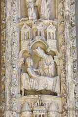Notre Dame catholic cathedral, Chartres, France.North gate sculptures, 13th century