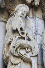 Notre Dame catholic cathedral, Chartres, France.North gate sculptures, 13th century. Saint John the Baptist.