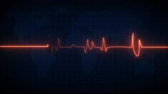 Neon Digital heartbeat plus animation. Heart Beat Pulse animated video, medical concept heart beat graph.4k video