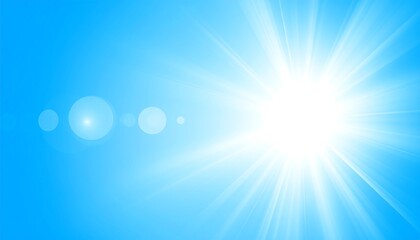 Bright Sunburst with Blue Sky.