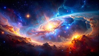Cosmic Nebula Landscape Celestial Cloudscape, Stars and Galaxy, Space Art, Astronomy Space, Nebula