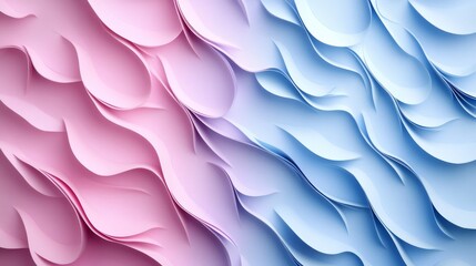 Obraz premium Elegant Multi-Layered Paper Carve Background Design Featuring Soft Lilac and Cool Mint Wave Patterns