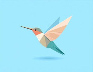 Geometric Hummingbird Illustration Low Poly Bird Design, Bird Illustration, Hummingbird Art
