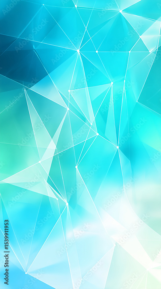 Fototapete cyan mesh pattern on gradient background, polygonal abstract design,